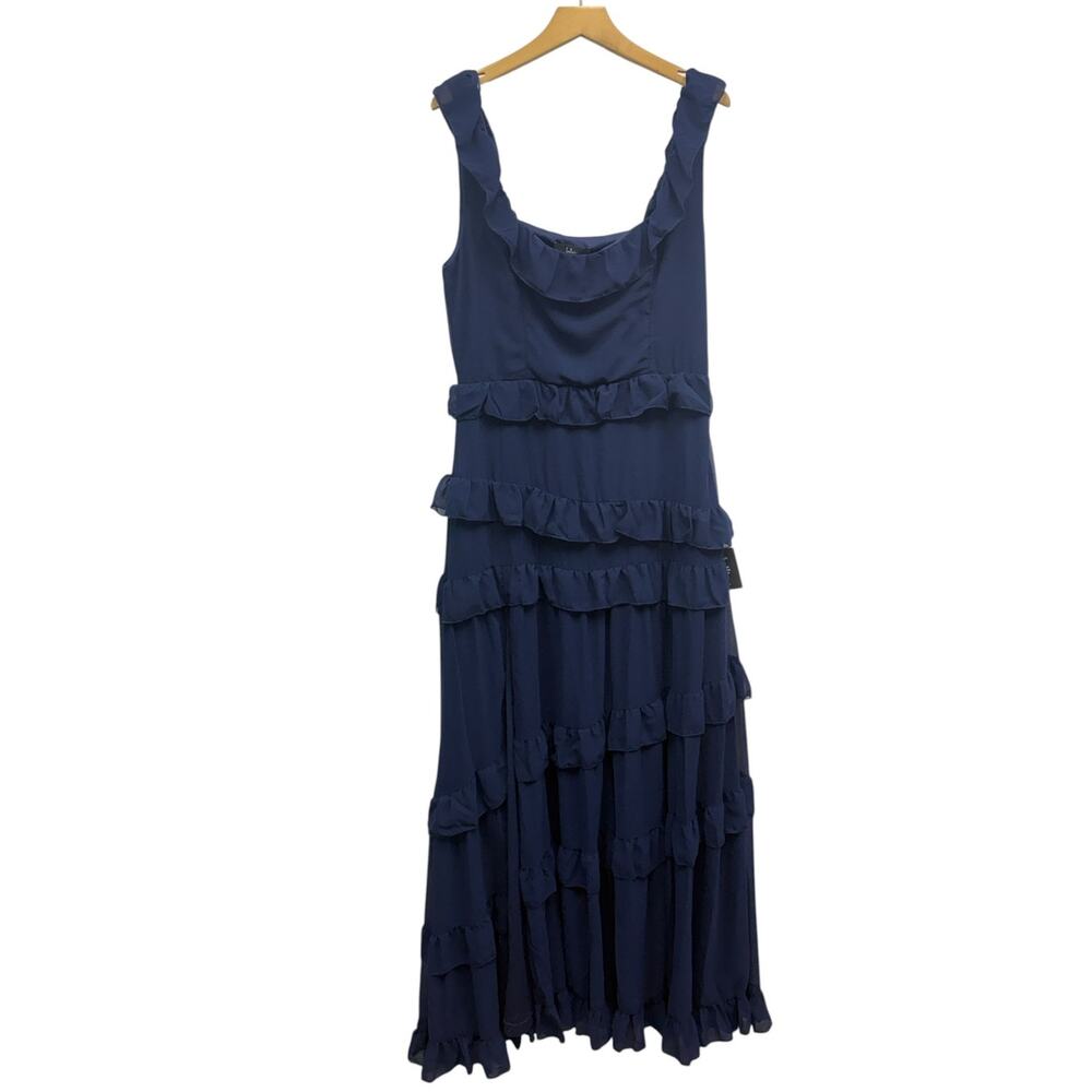 Lulu's Navy Ruffled Maxi Dress - Picture 3 of 5